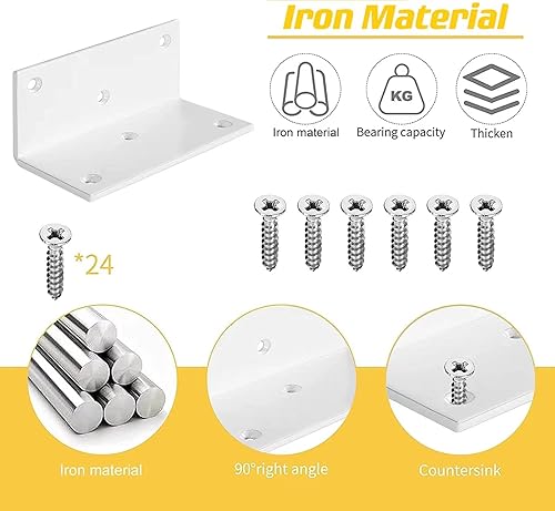 Miniatura 3 de Soporte de ángulo de soporte en L, soporte de ángulo recto de hierro, soporte de ángulo de metal de 4 x 2 pulgadas, grosor de 0.118 in, soporte de