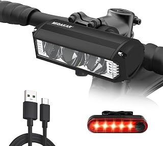 2022 Newest High Capacity Super Bright LED Bike Light,USB Rechargeable Bicycle Headlight-5 Modes,Waterproof Bike Headlight Taillight,Daytime Running Light,Men Women Bicycle Accessories