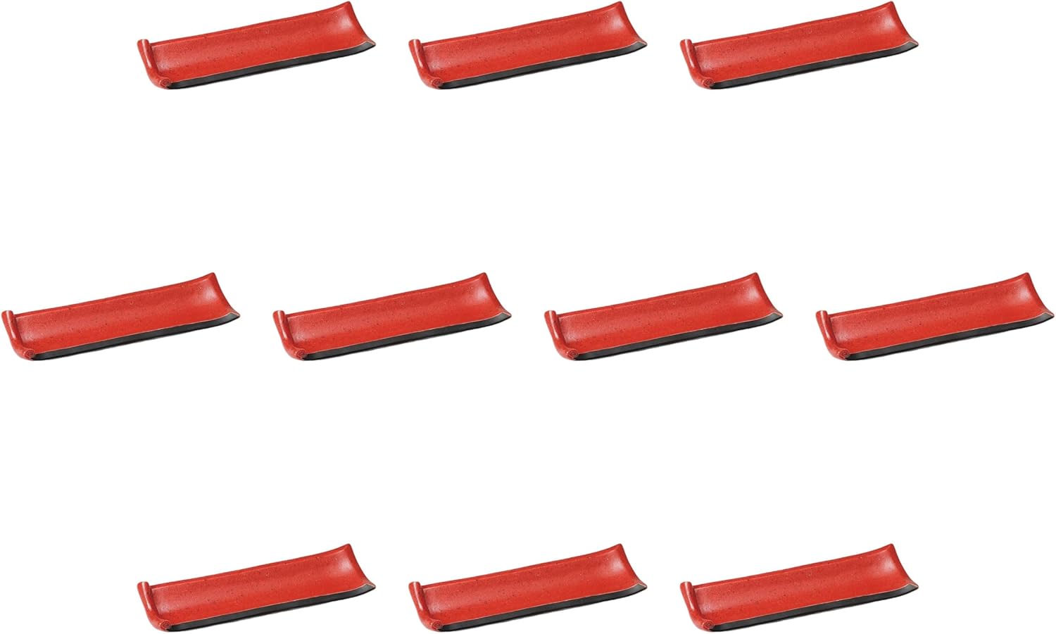 Set of 10 Red Color Protruding Dishes (10 x 3.5 x 3.1 x 1.1 inches (25.5 x 9 x 2.9 cm) | Setomonohonpo