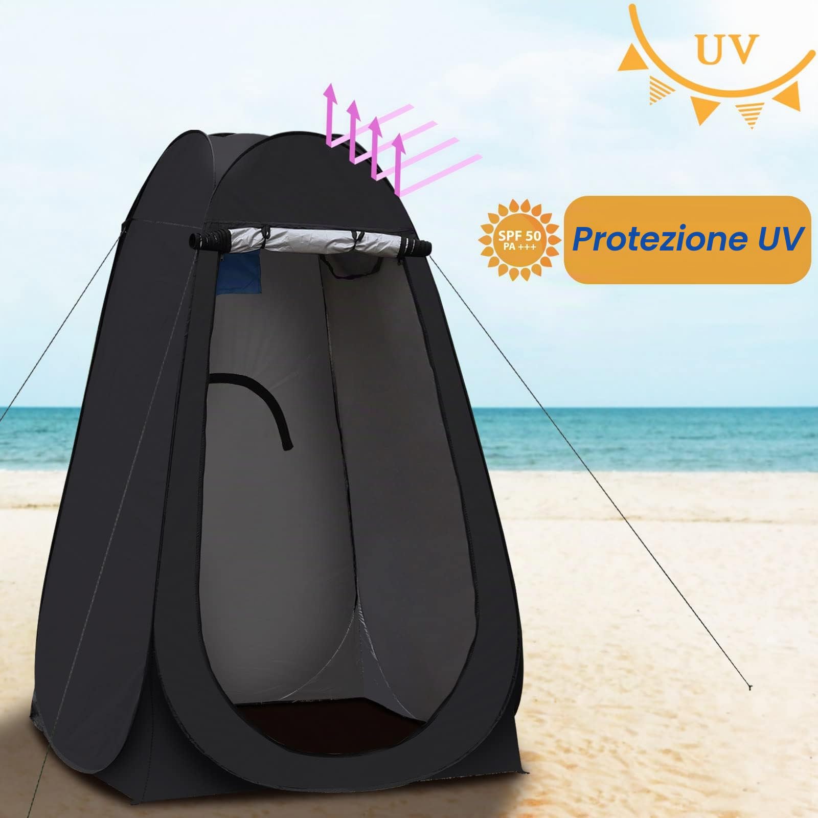 TUKAILAI Tenda da Bagno Pop-Up Portatile Protezione UV, Tenda da Doccia Esterno per Campeggio Spiaggia WC, Tenda da Doccia riparo dal sole 150 * 150 * 190CM