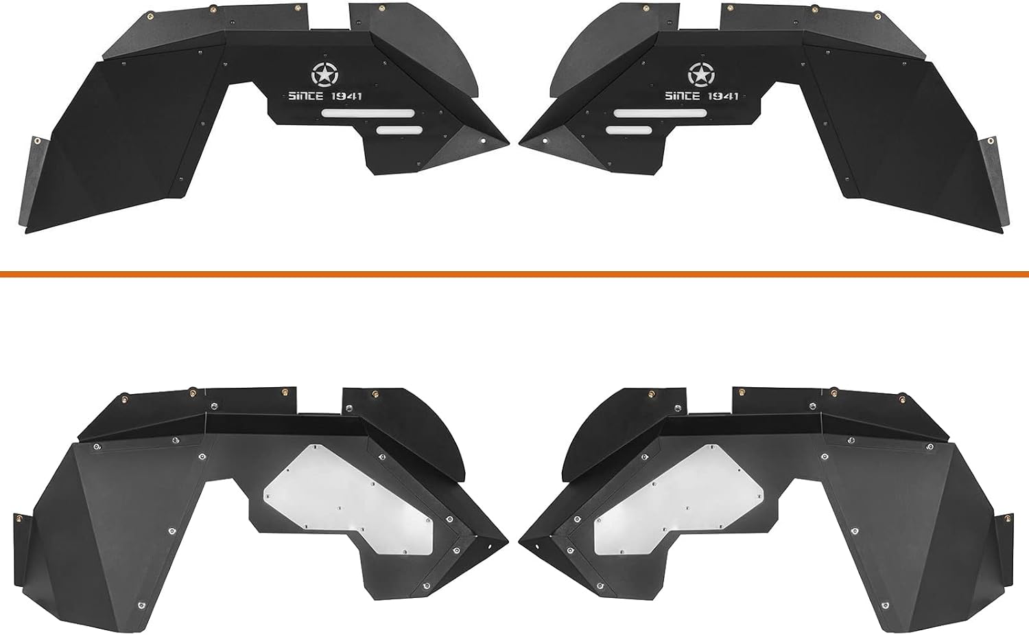 Hooke Road Front & Rear Inner Fender Wheel Well Inner Liners Compatible with Jeep Wrangler JK & Unlimited 2007-2018 2/4 Doors
