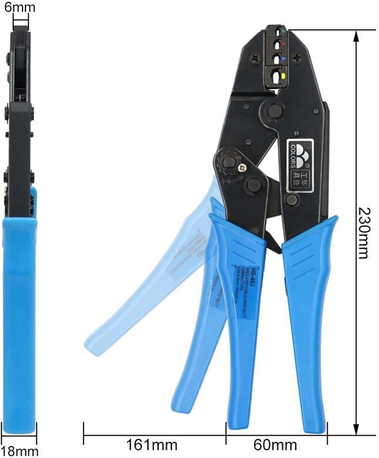 Crimping Pliers Clamp Tools Cap/coaxial Cable Terminals Kit 230mm HS-40J Multi Functional Carbon Steel Multifunctional(HS-03BC)