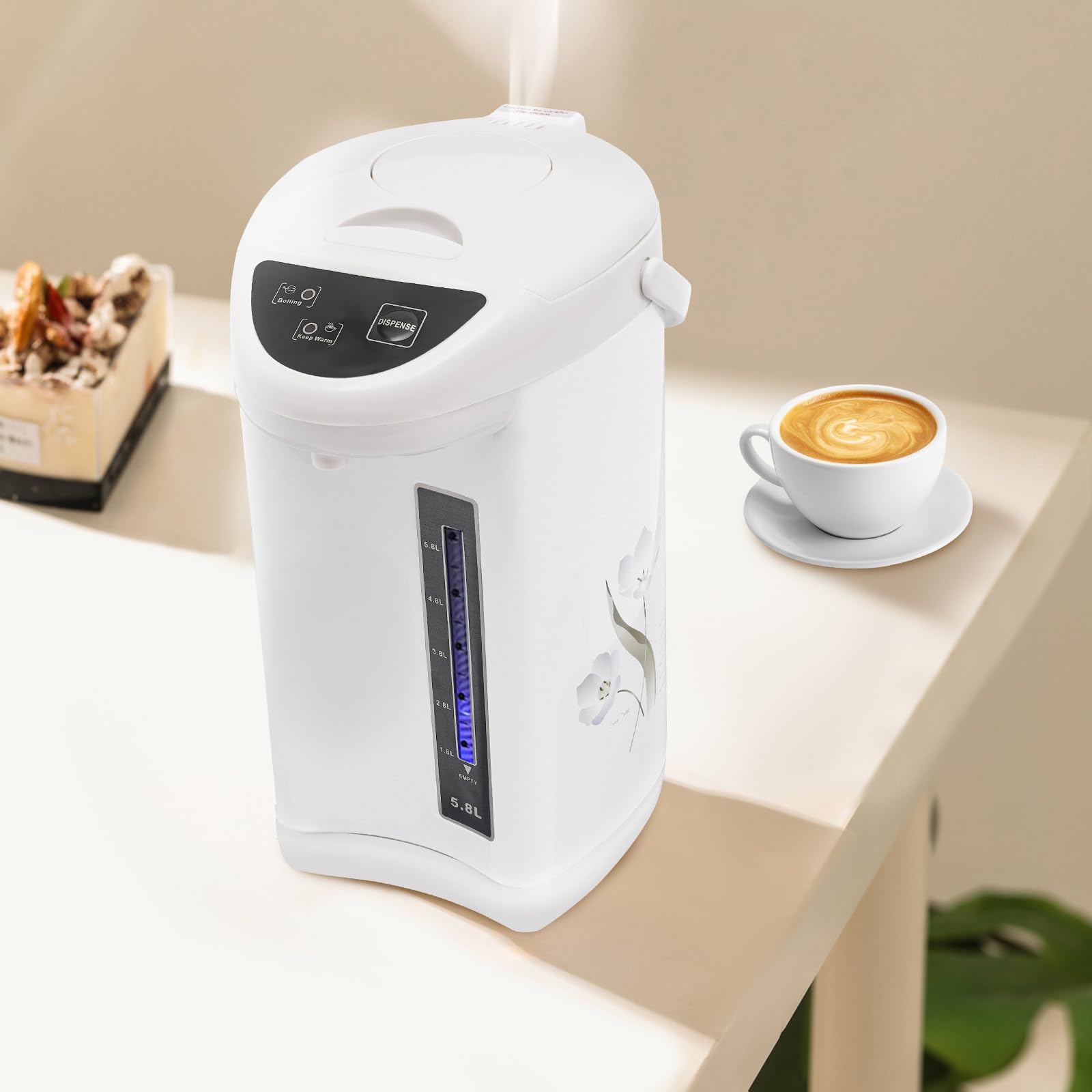 Electric Hot Water Pot Urn, Water Boiler & Warmer 4 Liter, Hot Water Dispenser with 3 Water Dispensing Modes, 750W Hot Water Kettle Instant Heating for Coffee & Tea (white)