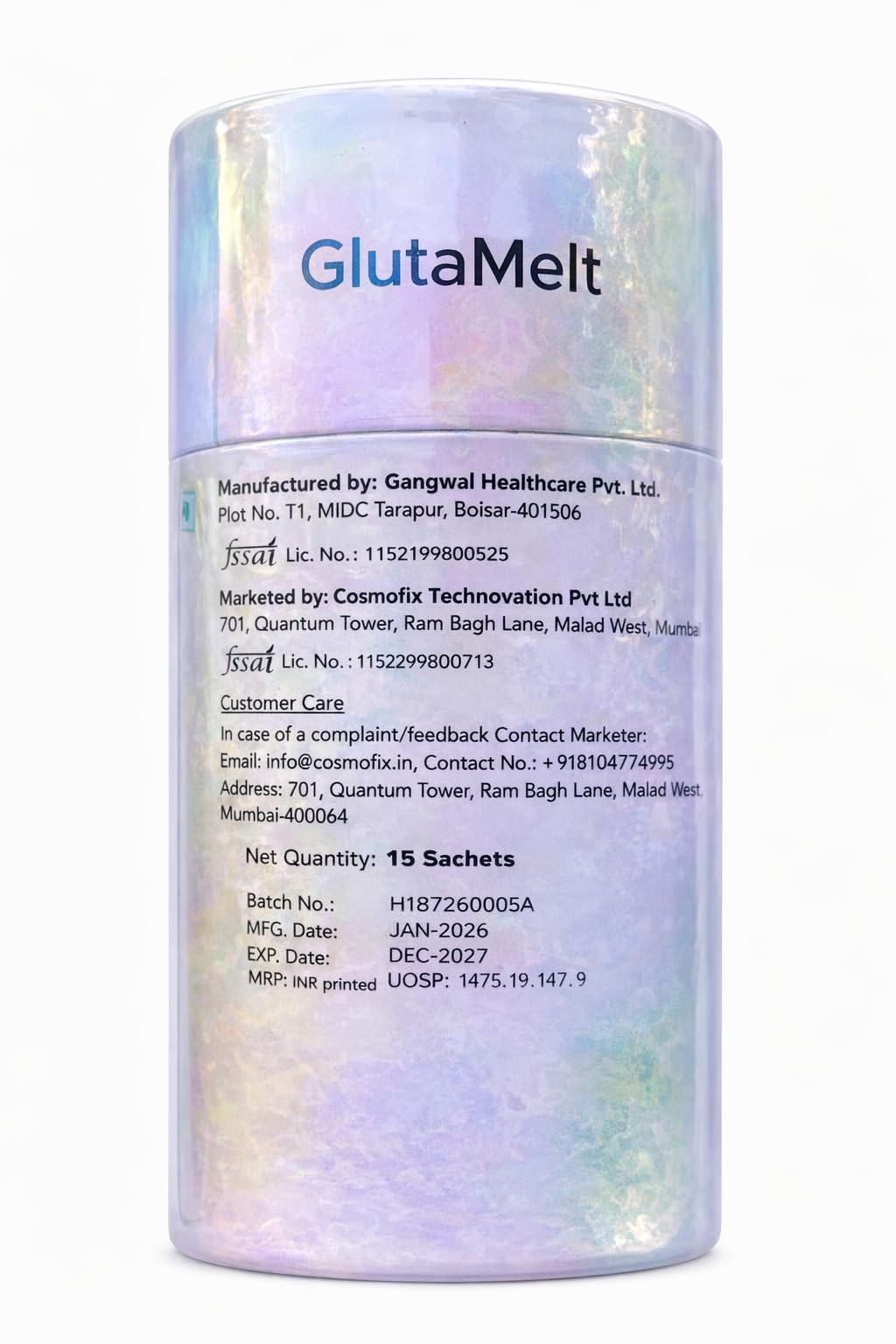 Cosmofix GlutaMelt Skin Supplement with Mouth Melting Technology, Lemon Flavour, 15 Sachets — Amazon image 9