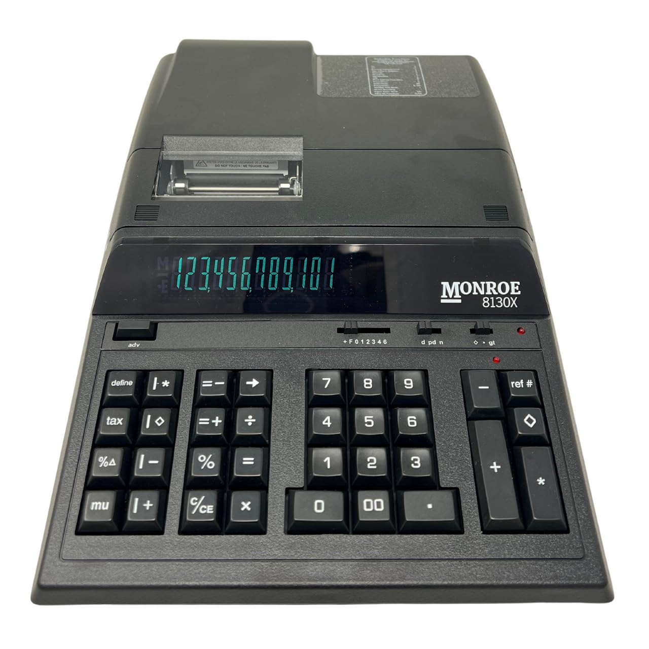 Monroe 8130X Heavy-Duty 12-Digit Printing Calculator, Enclosed Paper Roll, Fluorescent Display