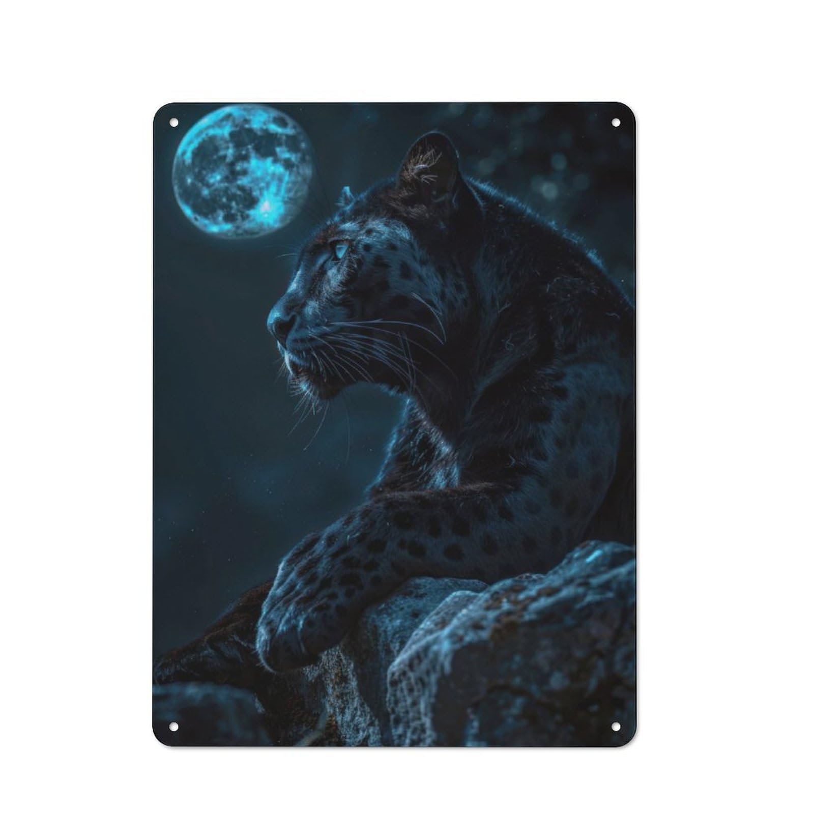 Junmoney Moonlight Mystical Panther Printed Metal Sign 40X30cm For Studio Or Craft Room, For Creative-Space Collectors