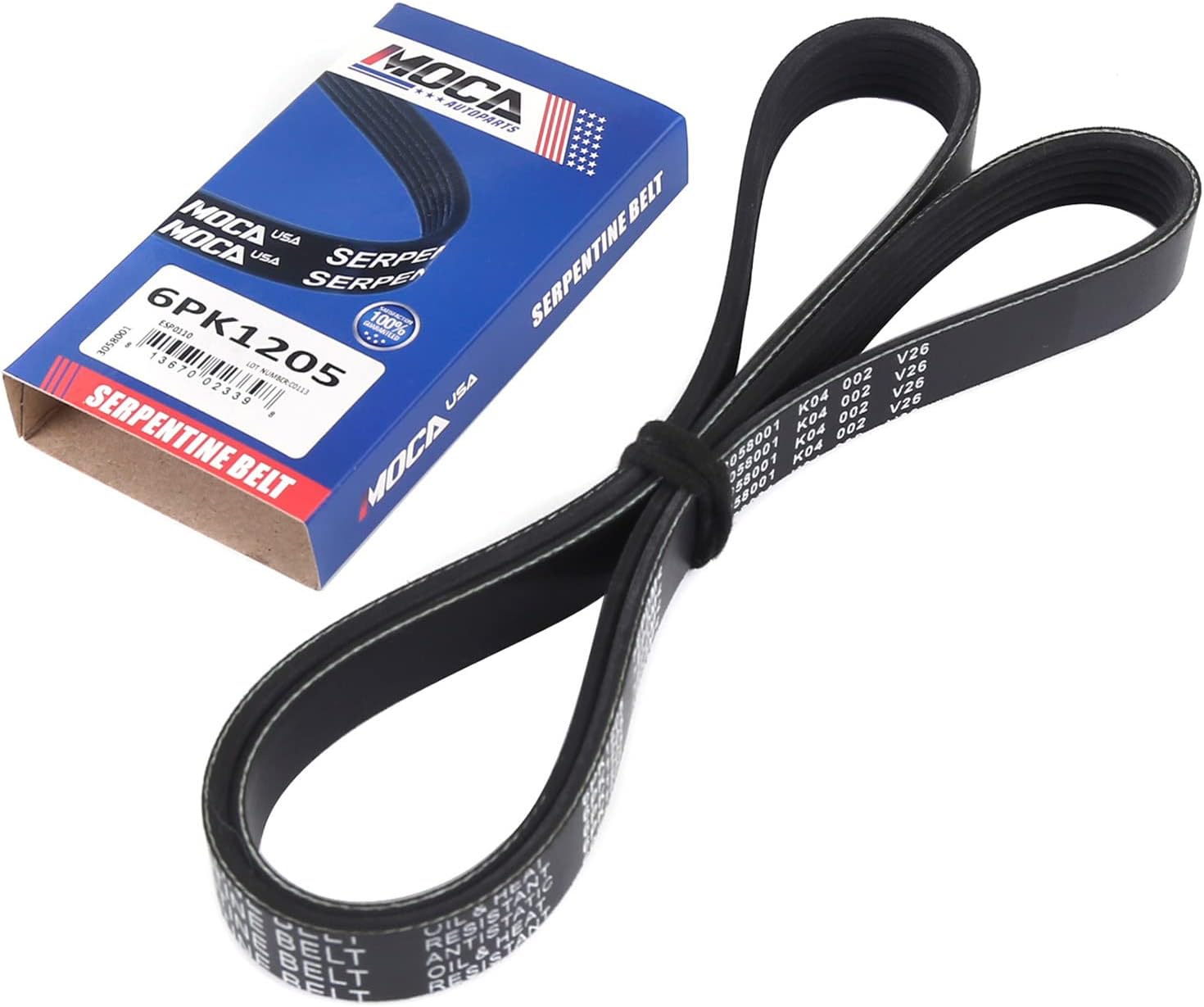MOCA 6PK1205 EPDM Serpentine Belt Professional V-Ribbed Compatible with 06-08 for Cadillac STS 4.6L V8 & 92-93 for Geo Storm 1.8L L4 & 97 for Mitsubish Diamantei 3.5L & 87 for Mercury Topaz 2.3L l4