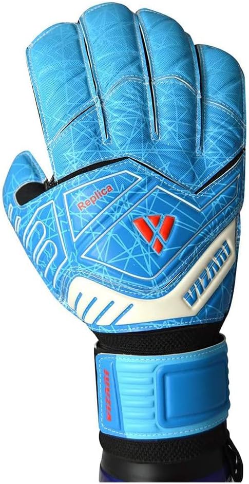 Vizari Replica F.P. Goalkeeper Gloves with Finger Protection and Superior Grip | Enhanced Control, Secure Wrist Support, All-Weather Use