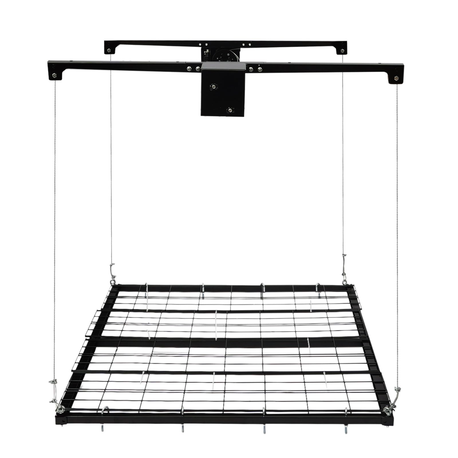 Kohlenstoffstahl Garagen-Lagerlift, Verstellbarer Schwerlast-Deckenlift mit Handkurbel, 113 kg Tragkraft, 243 cm Hubhöhe, platzsparender Garagen-Organizer, einfache Installation