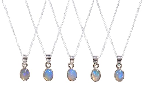 Miniatura 58 de Real Ethiopian Opal Rough Crystals Pendant Necklace Gemstone Natural Raw Crystals Fire Play Healing Crystals, October Birthstone, 925 Sterling