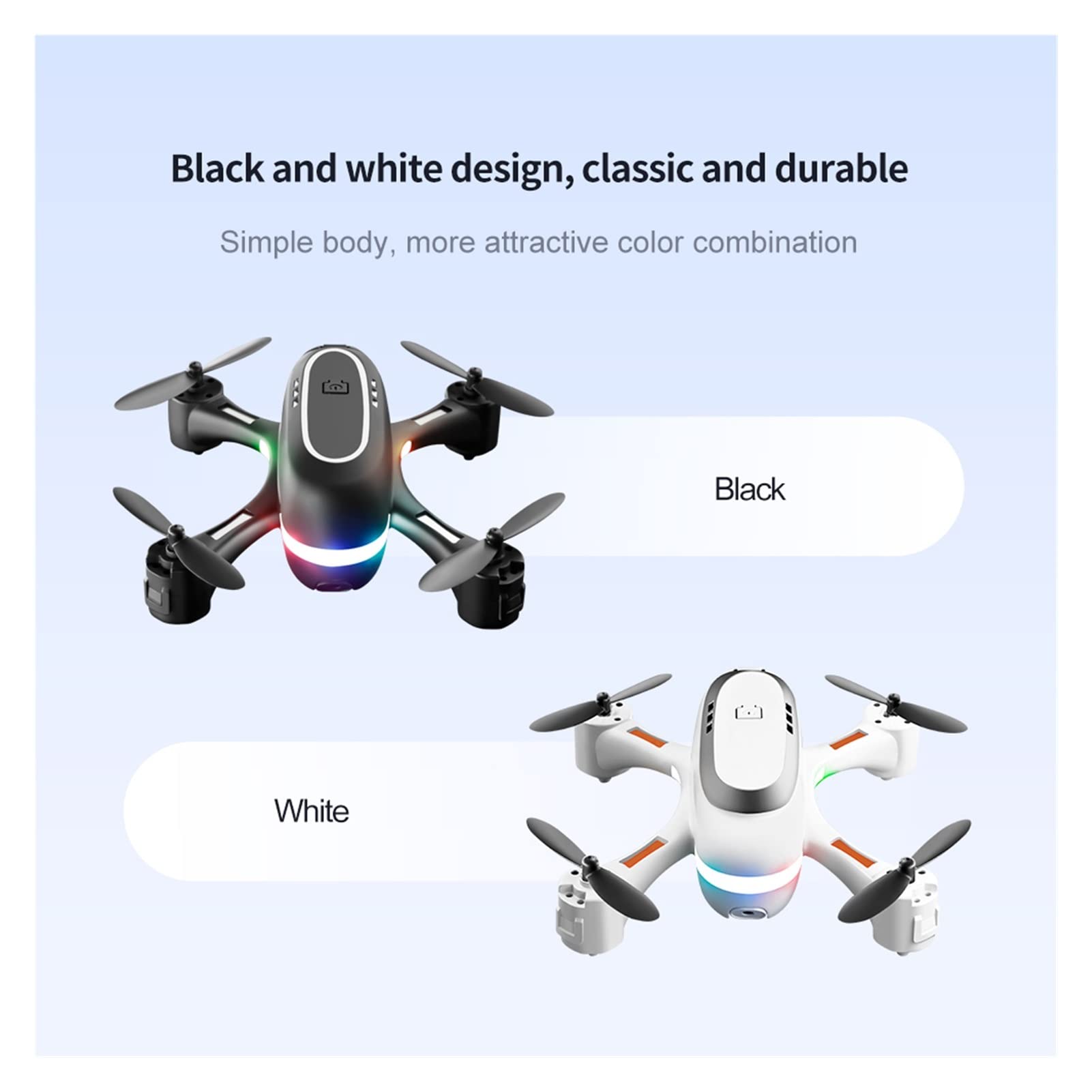 Składany dron Quadcopter Rainbow Mini Drone 720P Przepływ optyczny 2.4G WiFi FPV RC Quadcopter 480P Helikopter z chwytem wysokości dla dzieci Dron (Kolor : NoCam 1B Rozmiar torby : 1) (Biała torba