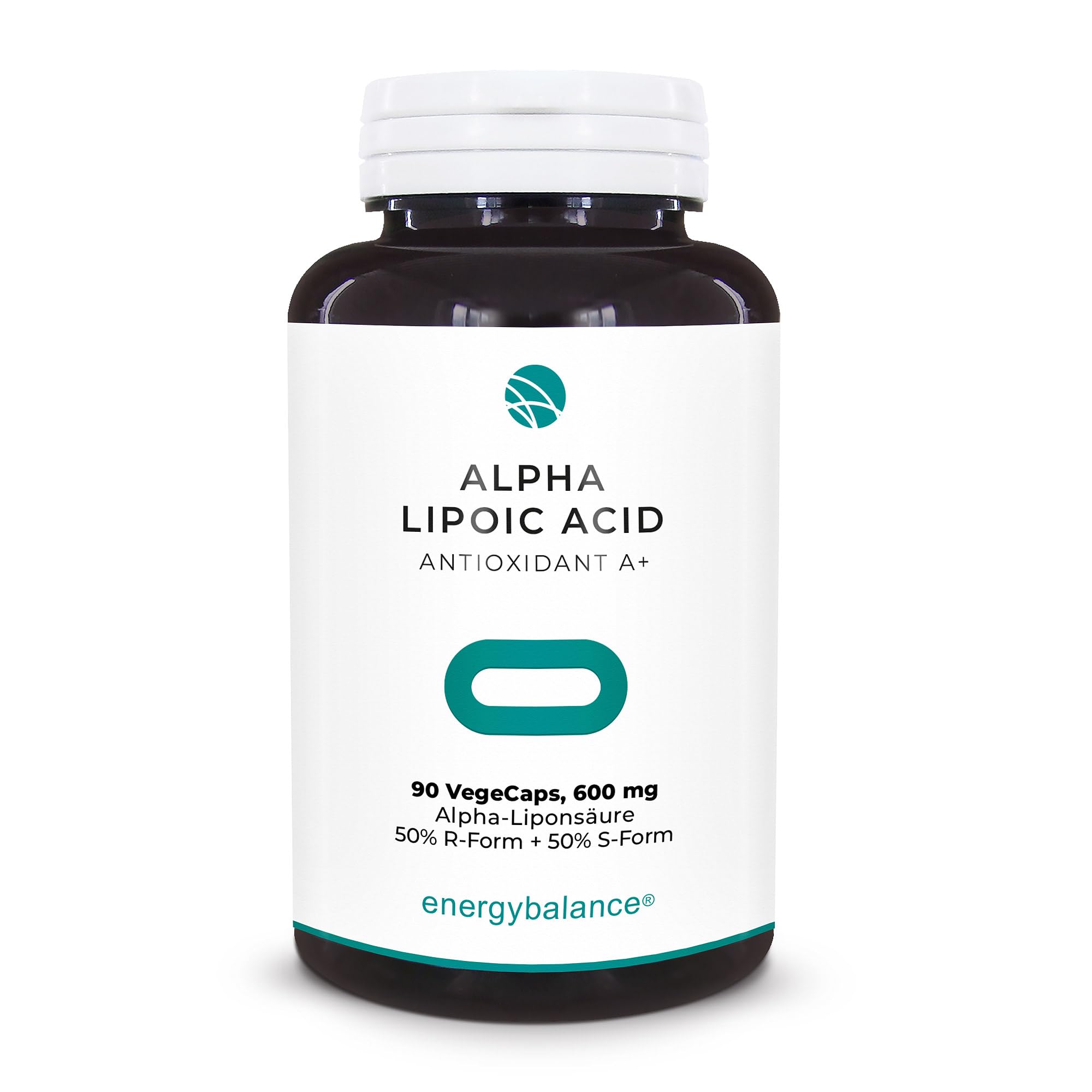 EnergyBalance Alpha-Liponsäure - Kapseln mit Antioxidantien - Thioctsäure - für Vegetarier - Vegan, Glutenfrei - 90 VegeCaps à 600 mg