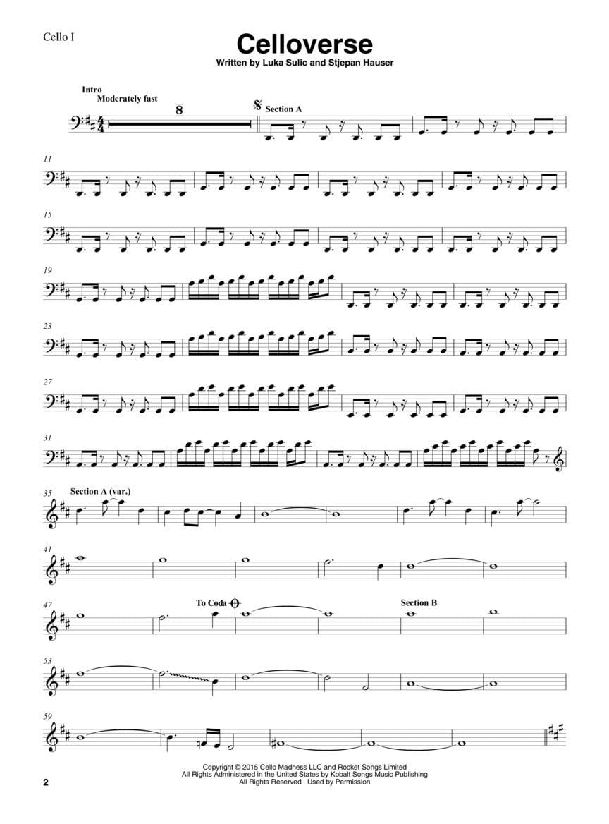2Cellos - Sheet Music Collection. Libro + Parte(s): Selections from Celloverse, In2ition & Score