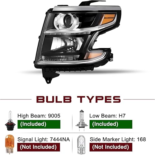 Miniatura 4 de JSBOYAT Conjunto de faros delanteros LED DRL proyector con bombillas para Chevy TahoeSuburban 2015-2020 (no apto para el modelo HID de fábrica) lado