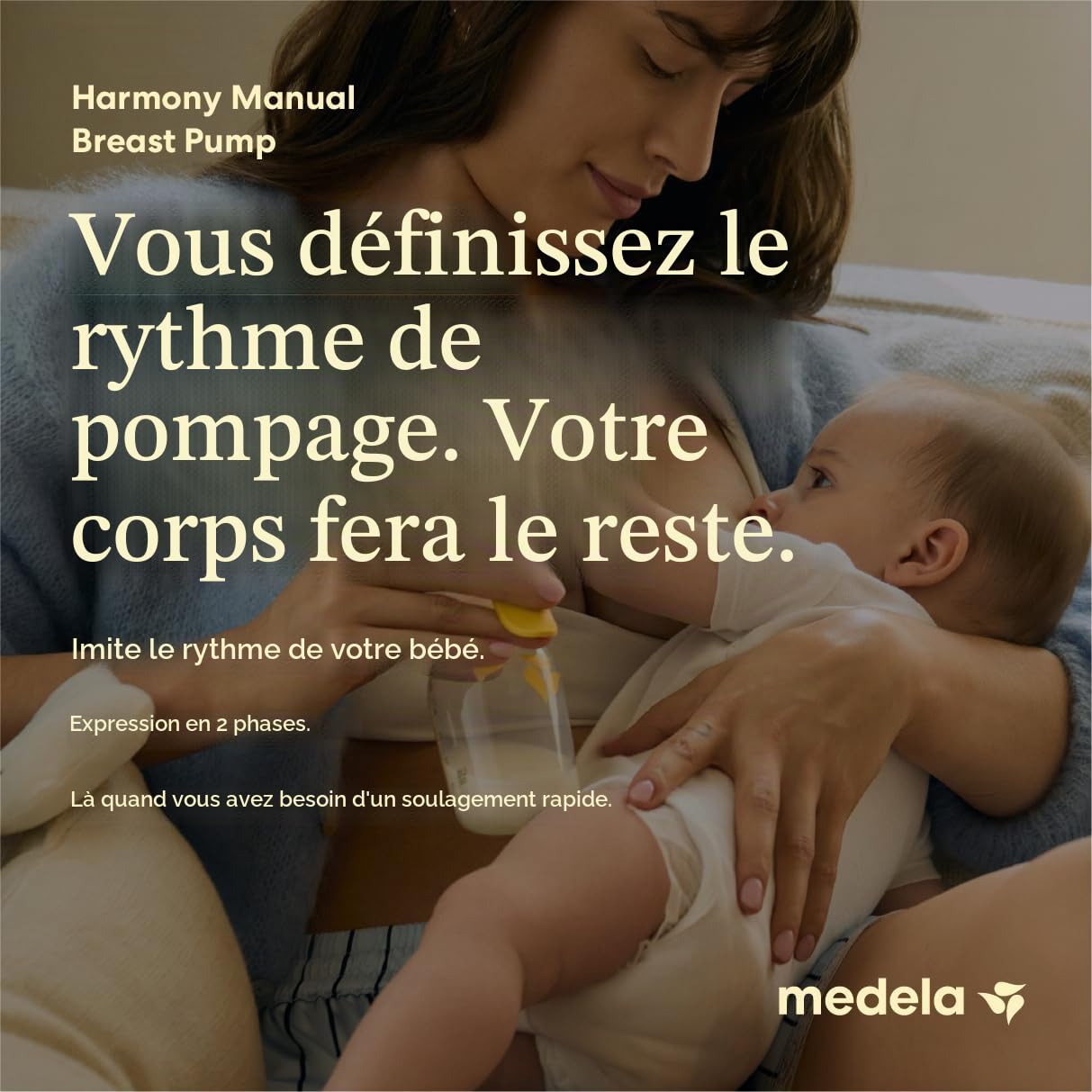 Medela Harmony Tire-lait manuel à une main avec boucliers flexibles pour plus de confort et d'exprimer plus de lait