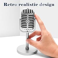 Vista 2 de Windspeed 2 Pack Retro Microphone Props Model, 6.7x3.1in Antique Microphone Prop with Stand Fake Micro Phone Decoration for Music Theam Party