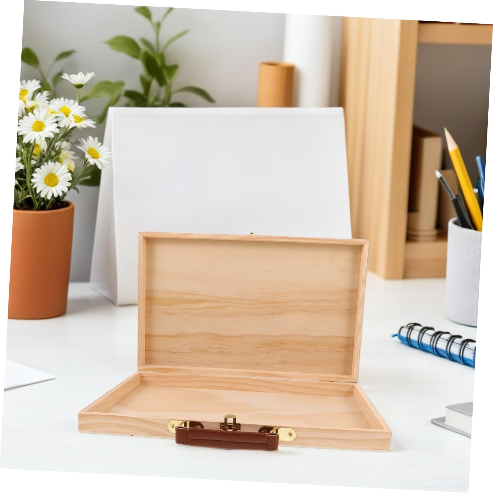 SHINEOFI 2stücke Holz Aufbewahrungsbox Tragbar für Künstlerbedarf Malutensilien Ölmalerei im Freien und Atelier Werkzeugkoffer Farbkasten Organizer Behälter Malerwerkzeuge Speziell für Küns