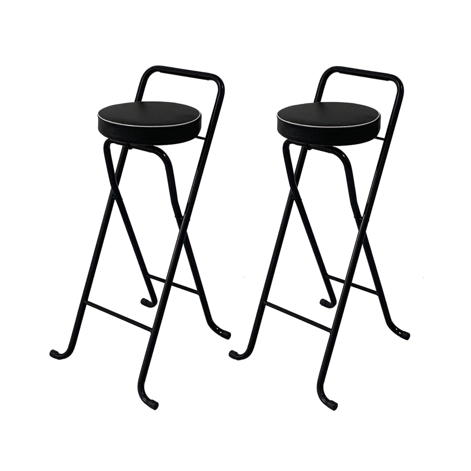 Tabouret de bar rond pliant lot de 2 avec dossier et repose-pieds rembourré pour cuisine