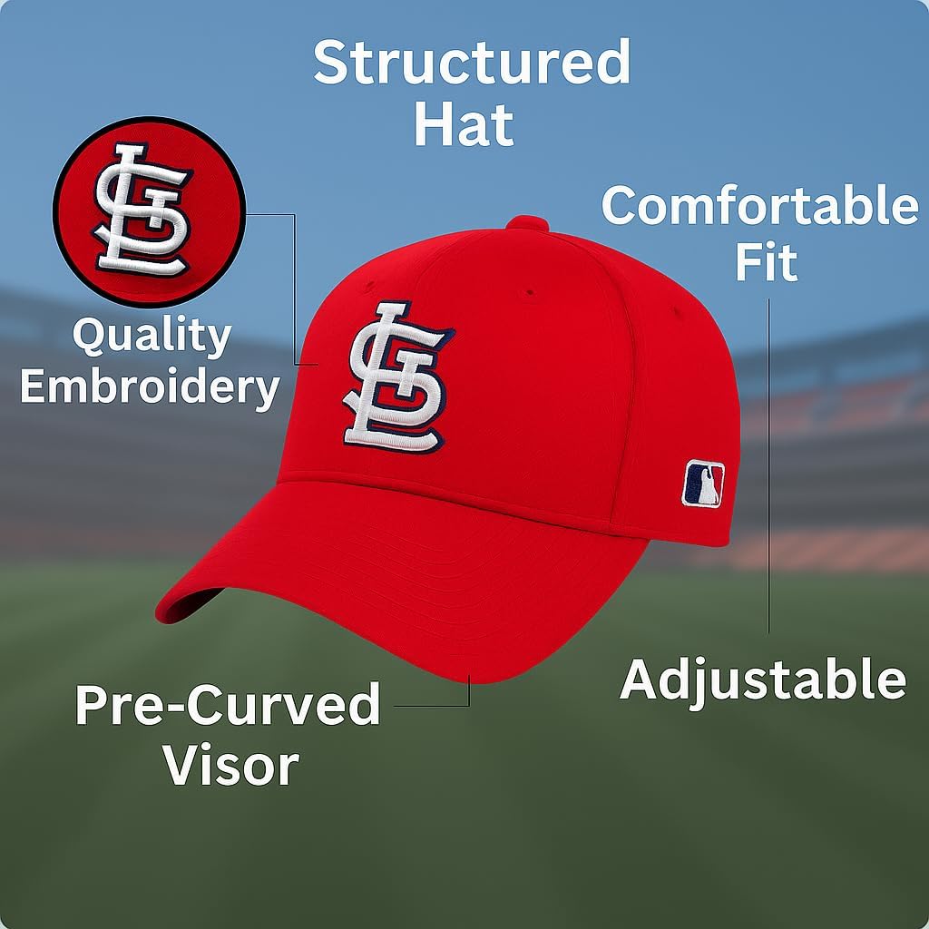 Officially Licensed St. Louis Baseball Kids Youth Hat Adjustable Classic Team Logo Cap (Red)