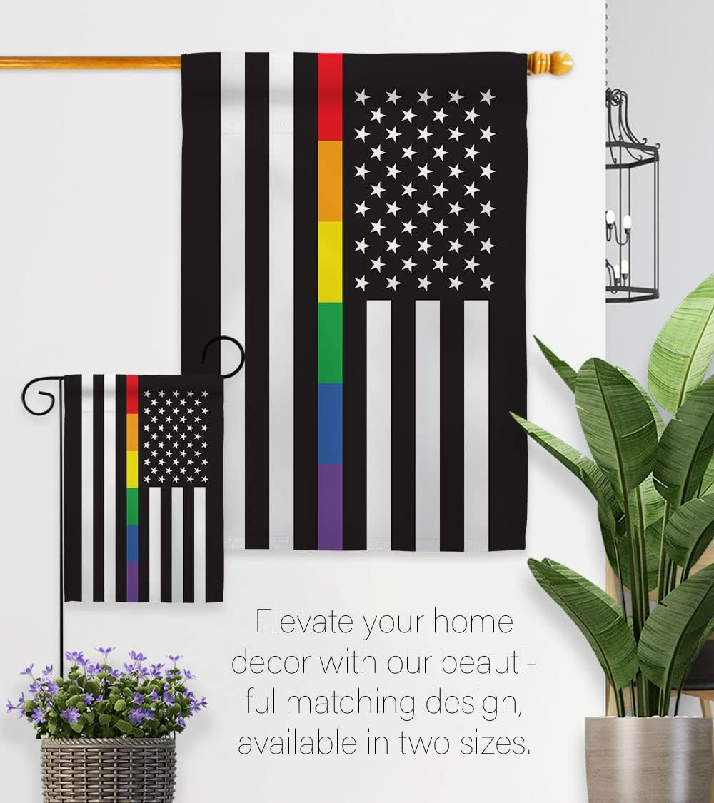 Americana Home & Garden US Rainbow Thin Line House Flag Eagle Set Support Pride Love LGBT Gay Bisexual Pansexual Transgender Decoration Banner Small Garden Yard Gift Double-Sided, Made in USA