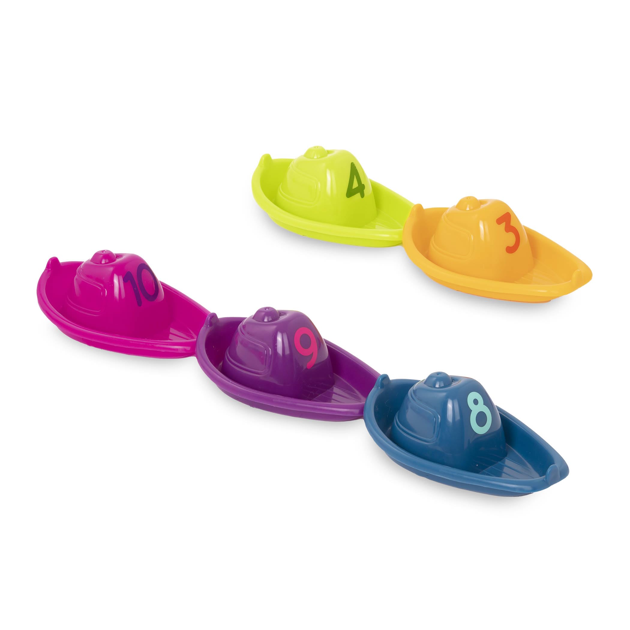 Battat - Barche impilate - Giocattolo da bagno numerato e impilabile - Barchette galleggianti per il bagno, la piscina e la spiaggia - Giocattolo educativo - 6 mesi +