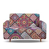 Hosima Mandala Couch Cover for 2 Cushions Couch,Bohemian Loveseat Slipcover,Floral Pattern Printed S