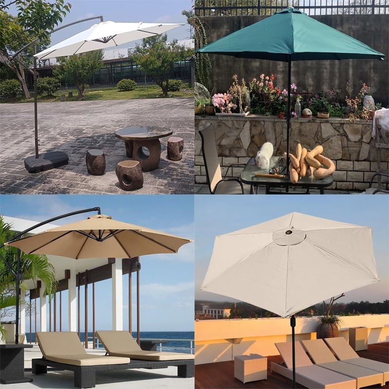 Zapasowy pokrowiec na parasol tarasowy o długości 3 m, nadaje się do prania, czarny baldachim na parasol ogrodowy z 6 żebrami, idealny do ochrony przed słońcem i spojrzeniami