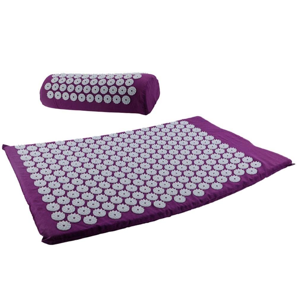 Tapis de yoga massage avec lit de clous violet pour soulager la douleur au cou