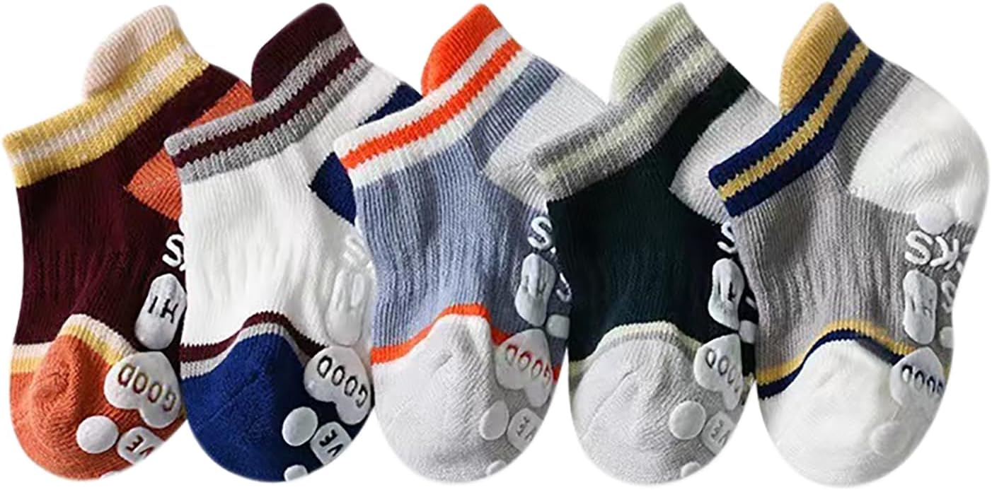 Mealah Toddler Grip Socks with Non-Slip - 5 Pairs Toddler Socks for 1-3 Years for Baby Boys Girls