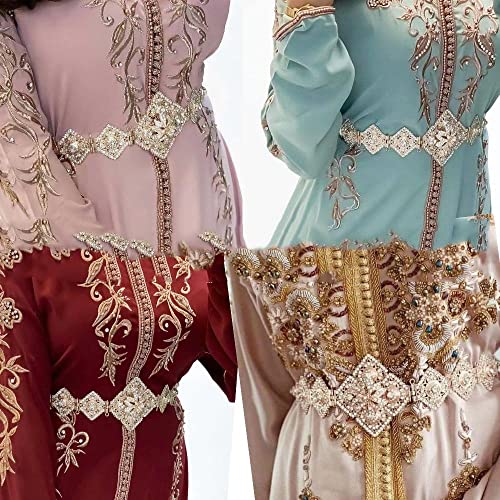 Full Rhinestone Prismatic Moroccan Caftan Belt Metal Waist Chain Ethnic Wedding Bridal Accessories (Color : Rose Gold, Size : 1)3
