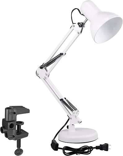 TORCHSTAR Metal Desk Lamp with Clamp, Swing Arm, Architect Adjustable