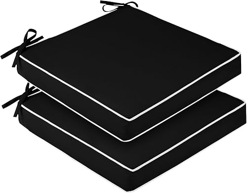 downluxe Juego de 2 cojines impermeables para sillas de exterior, cojines para sillas de patio de 19 x 19 x 3 pulgadas con lazos y mango