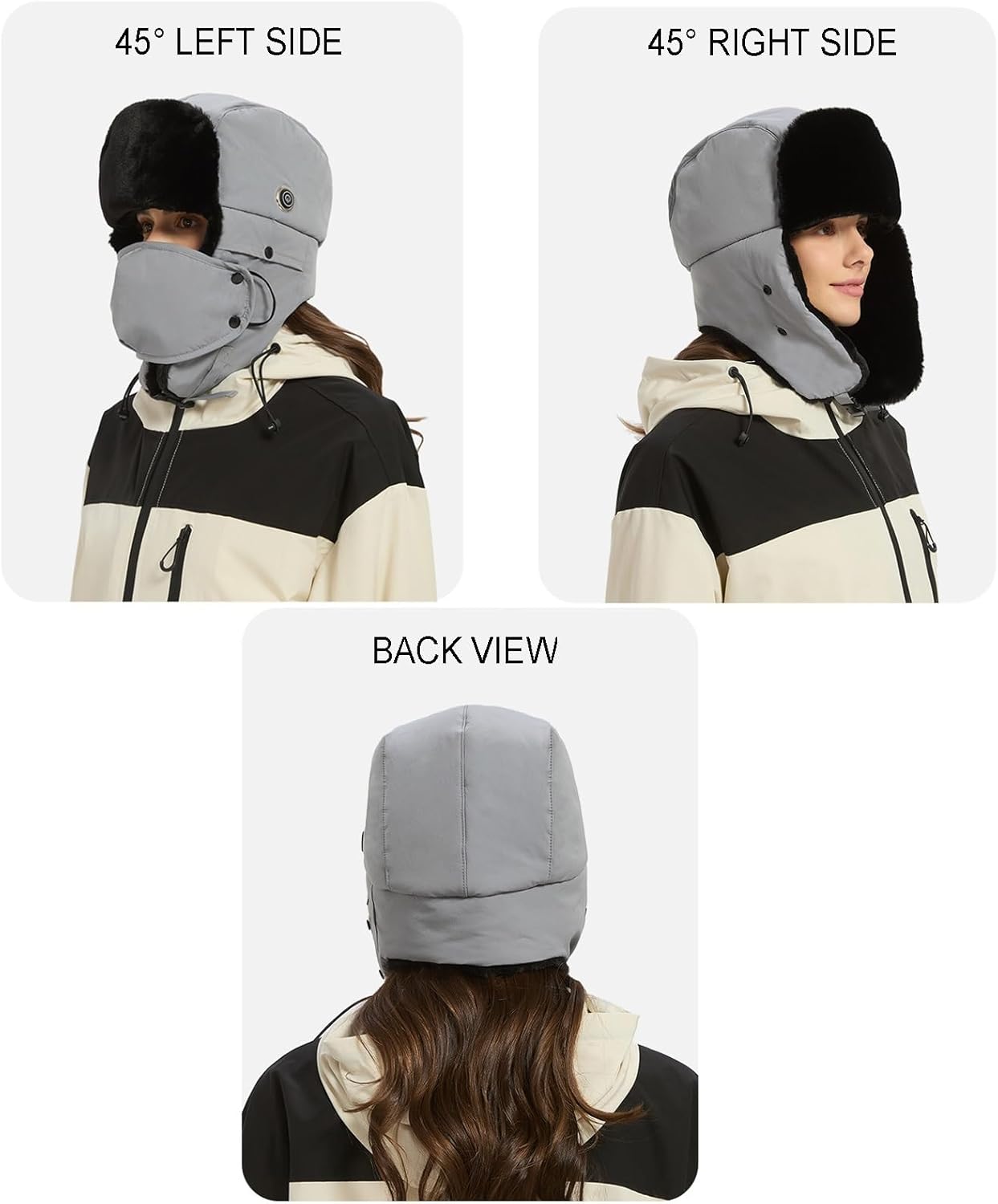 Heated Trapper Hat with Rechargeable Battery, Bomber Hat with Ear Flaps, Ushanka Winter Hat with 3 Heat Modes