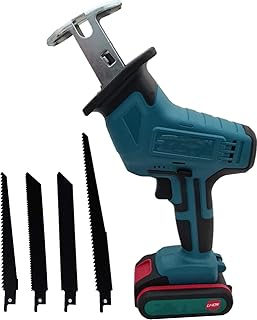 Hetkrishi Professional Cordless Reciprocating Saw/Saber Saw with 21V Lithium Double Battery For Metal and Wood Working (3 Original Saber Saw Blades For Wood and Metal), Battery Powered