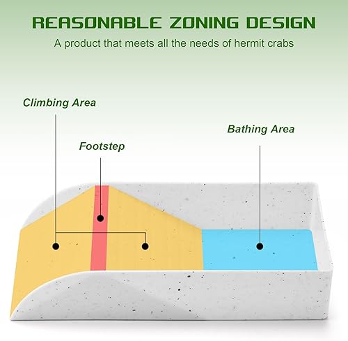 Miniatura 4 de Ziliny Tanque de agua de cangrejo ermitaño con rampa de escalada, juguete grande para escalada de reptiles, accesorios para hábitat de tortuga,