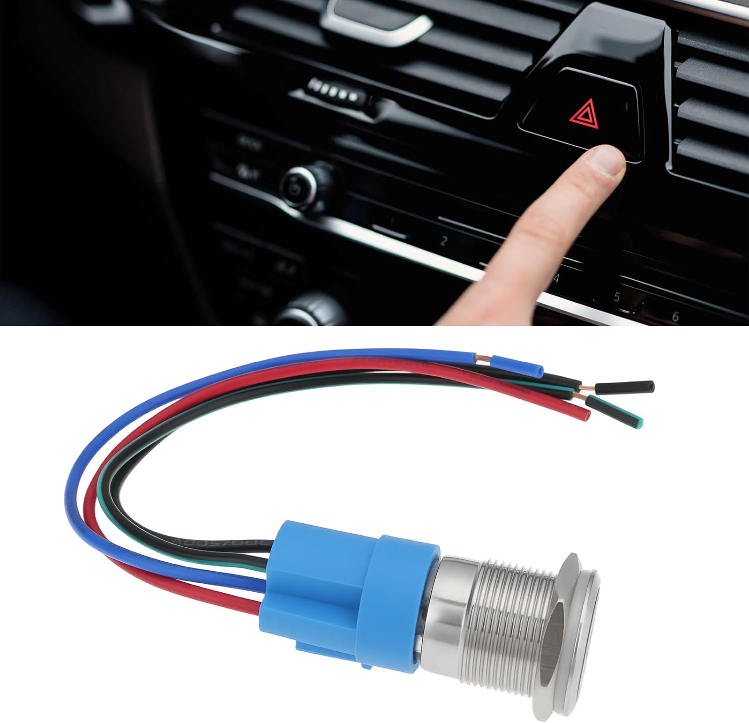 19mm Auto Emergency Hazard Warning Light Switch Red LED 22×47mm 12V for Car Emergency Warning Strobe Lights