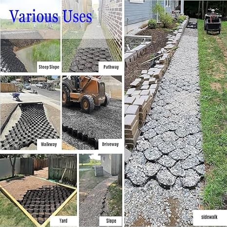 Honeycomb Paving Grids,Inch Ground Grid - Honeycomb Gravel Stabilizer for Subgrade Work, Heavy Duty Black for Driveways, Patios, and Landscaping Solutions