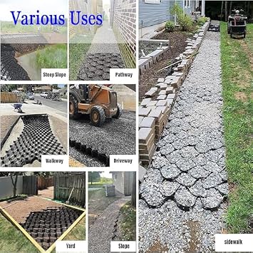 Honeycomb Paving Grids,Inch Ground Grid - Honeycomb Gravel Stabilizer for Subgrade Work, Heavy Duty Black for Driveways, Patios, and Landscaping Solutions