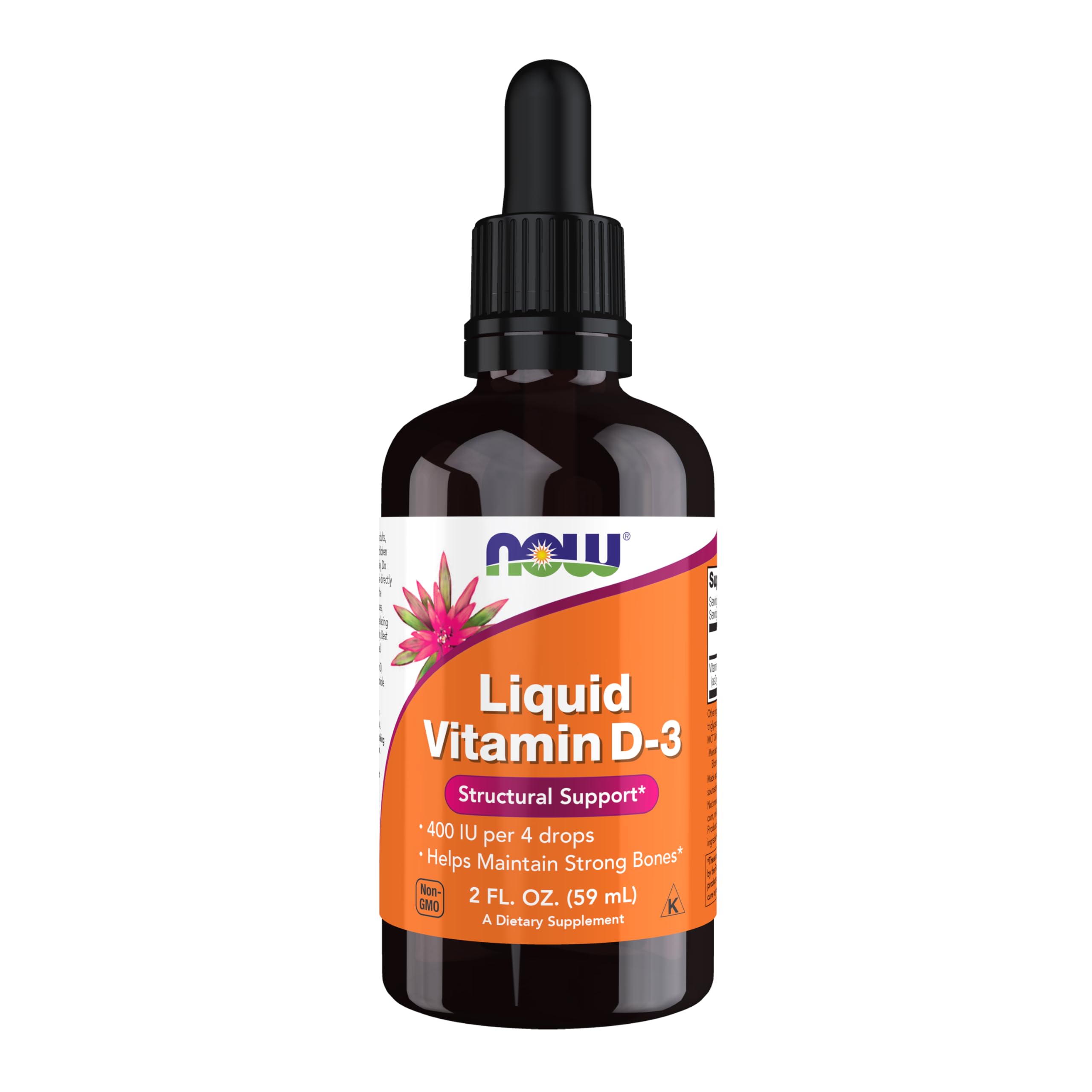 NOW Foods Supplements, Liquid Vitamin D-3, Strong Bones*, Structural Support*, 2-Ounce