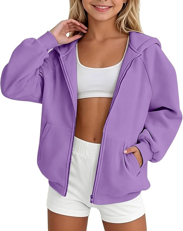 Oversized Hoodies For Teen Girls Zip Up Hooded Sweatshirt Cute Teen Clothes