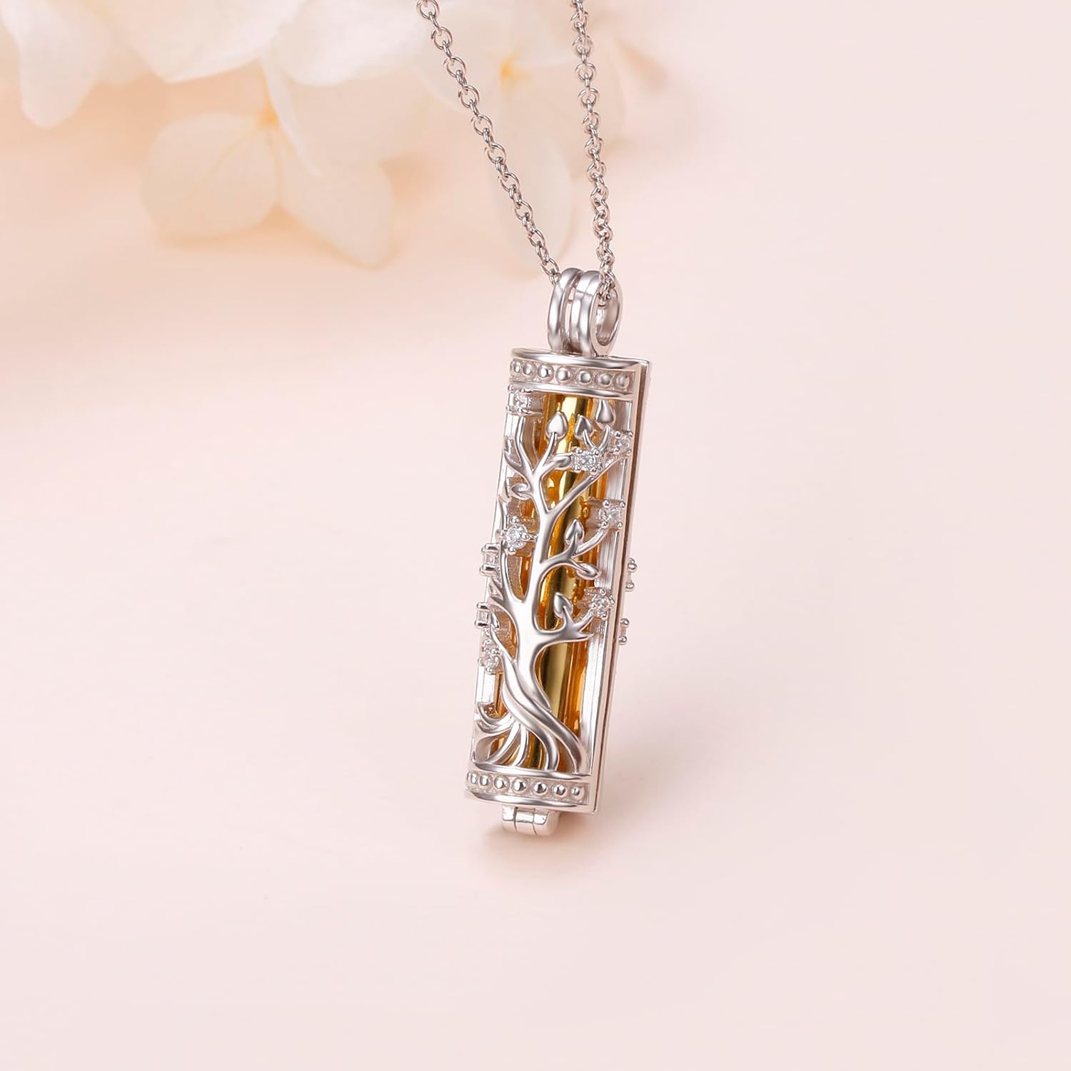 DAOCHONG Tree of Life Urn Necklaces for Ashes 925 Sterling Silver Cylinder Cremation Jewelry Ashes Holder Memorial Keepsake Pendant for Women Men - Image 4