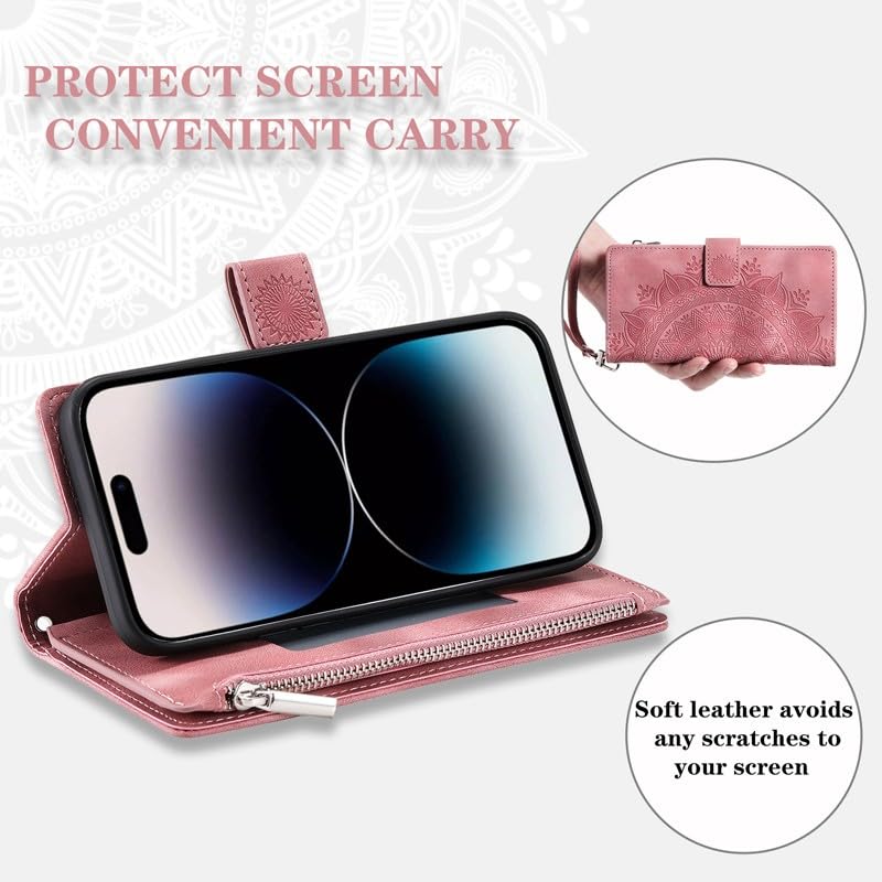 Étui Galaxy S20 Plus rose | Coque portefeuille cuir zippée avec rabat - 6