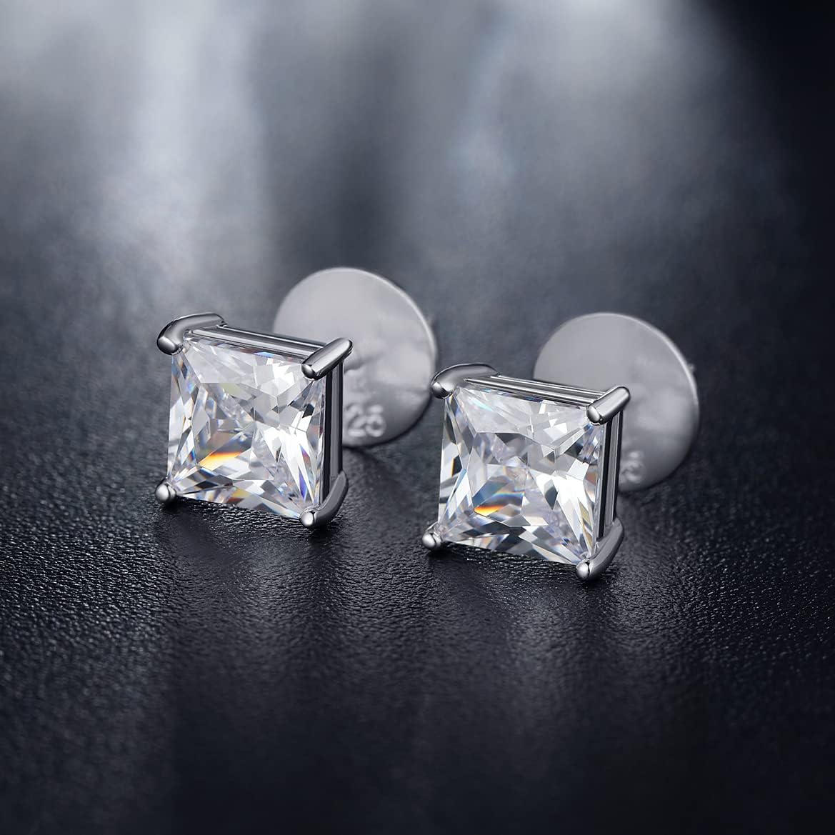 Jiamiaoi Stud Earrings Screw Back Sterling Silver Cubic Zirconia Stud Earrings Set 4 Millimeters-8 Millimeters Nickle Free Hypoallergenic Earring Studs - Image 6