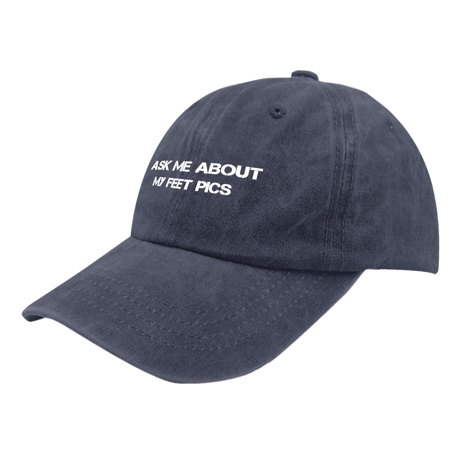 Ask Me About My Feet Pics caps for GrandmaVintage Cotton Washed Baseball Caps Adjustable Low Profile Dad Hat Crazy Funny Custom Gifts Navy Blue