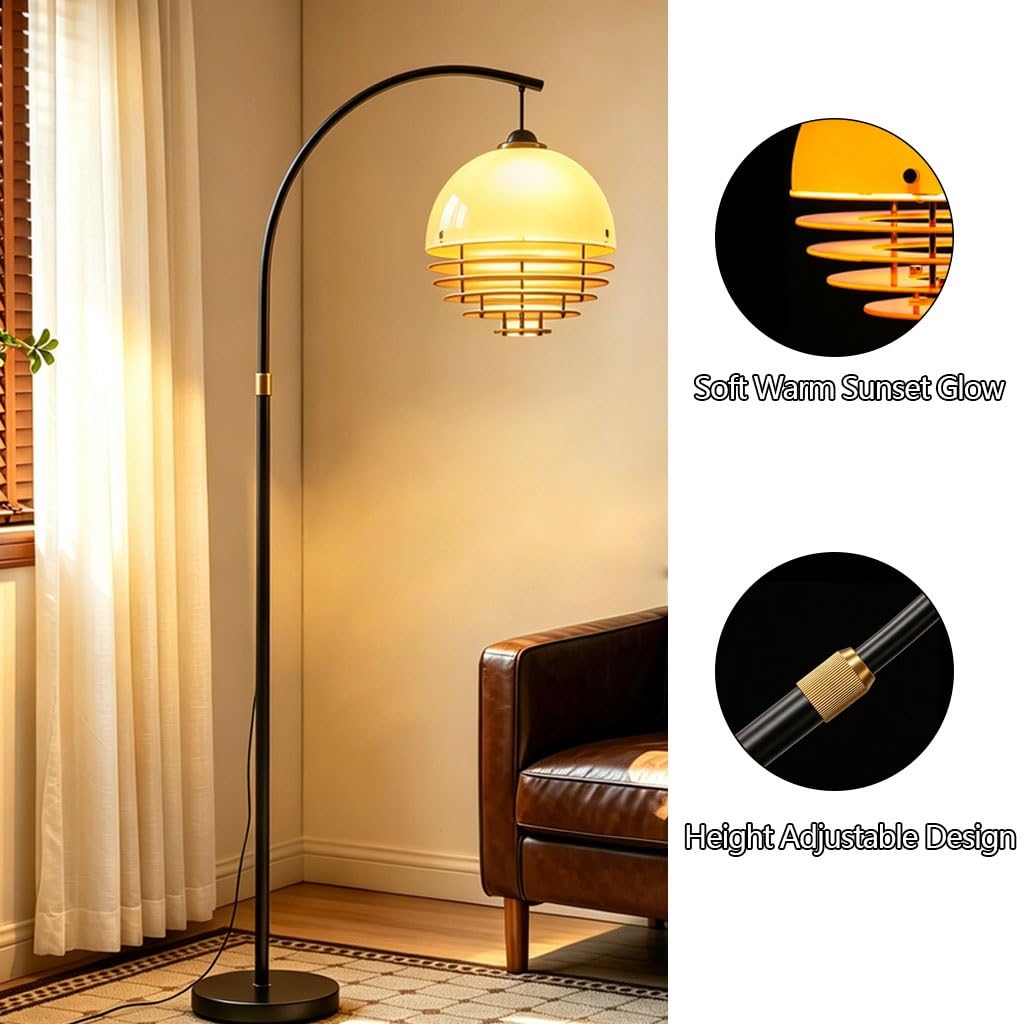 Lámpara De Arco Casquillo E27 Con Interruptor De Pedal Lámpara De Pie Regulable En Altura Hasta 170 Cm Iluminación De Pie Moderna Para Salón Adecuada Para Dormitorio Estudio Y Rincón