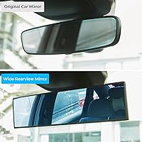 Vista 2 de JOYTUTUS Espejo retrovisor, universal de 11.81 pulgadas, panorámico, convexo, retrovisor interior con clip, espejo gran angular para reducir