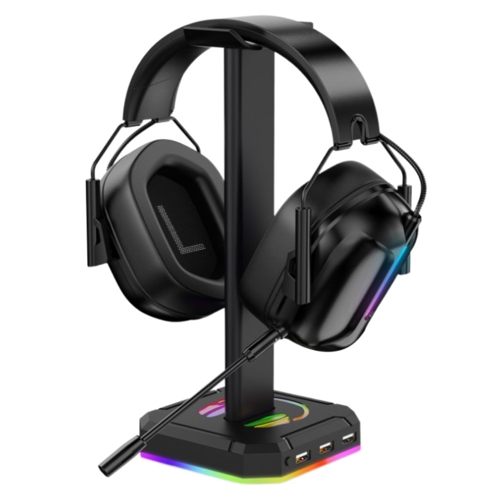 Gaming Accessori Supporto per Cuffie con Singola Luce RGB Rotante per Cuffie da Gioco per PC da Scrivania, Lega di Alluminio Stand Over-Ear da Gioco(White)