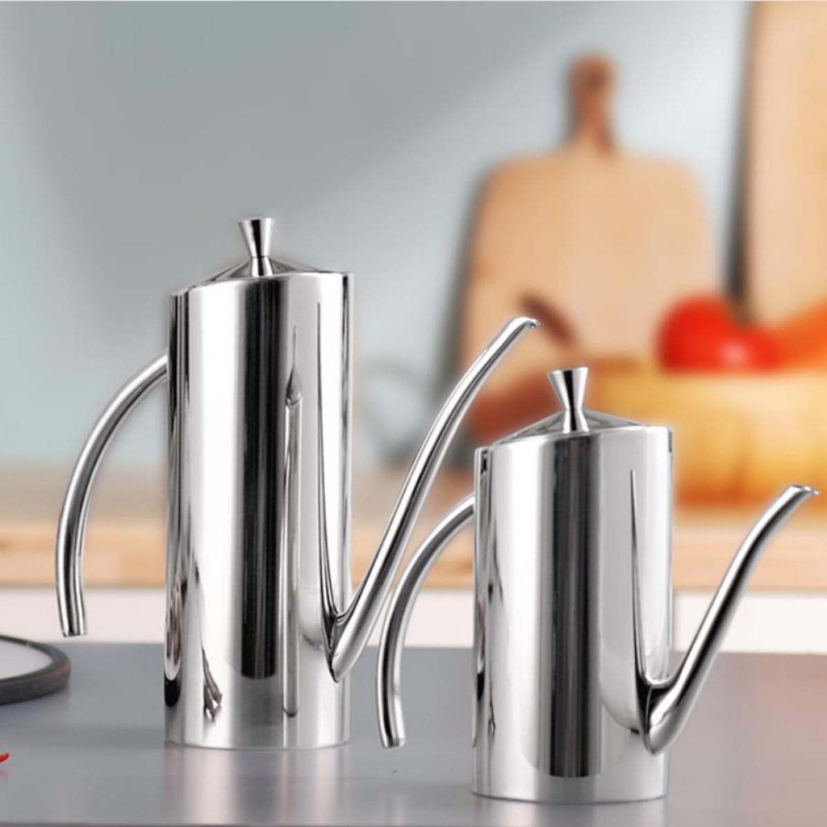 PACKOVE Dispenser per Olio Controllo Olio da 500ml in Acciaio Inossidabile Bottiglia Anti-perdita Design Antigoccia e Resistente per Cucina e Casa