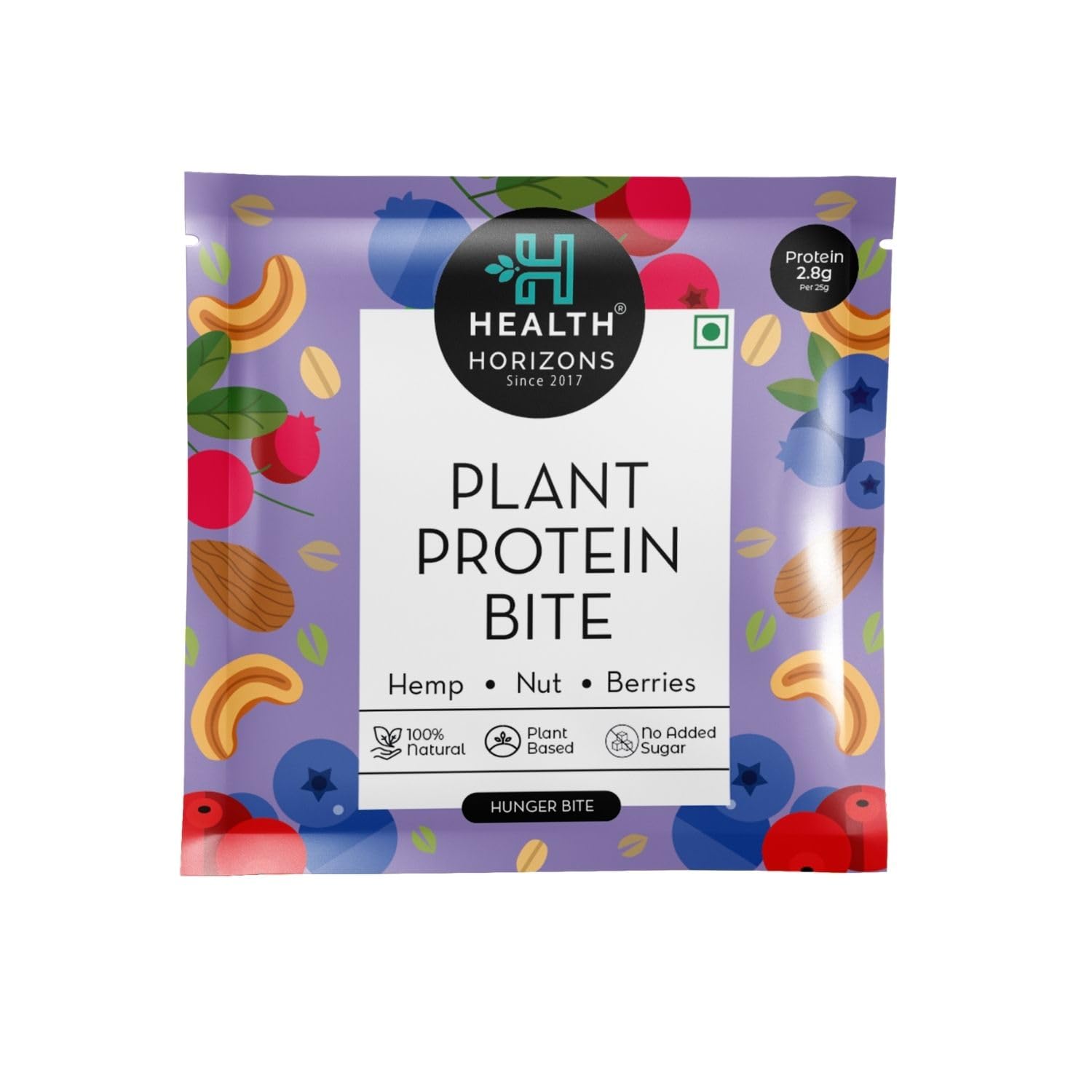 Health Horizons Plant Protein Bites - Berries 25 g (Pack of 12) | Energy Bar | Packed with Dry Fruits