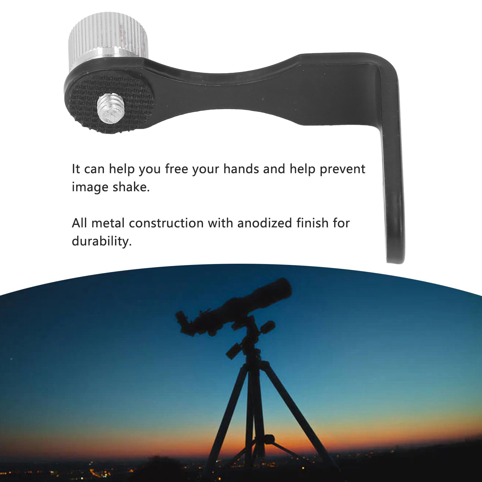 Vikye L-Shaped Binocular Mounting Bracket, Aluminum, 1/4 Inch Threaded Hole, Fixed Bracket for L-Type Binoculars, Stable Observation, Hands-Free, Easy